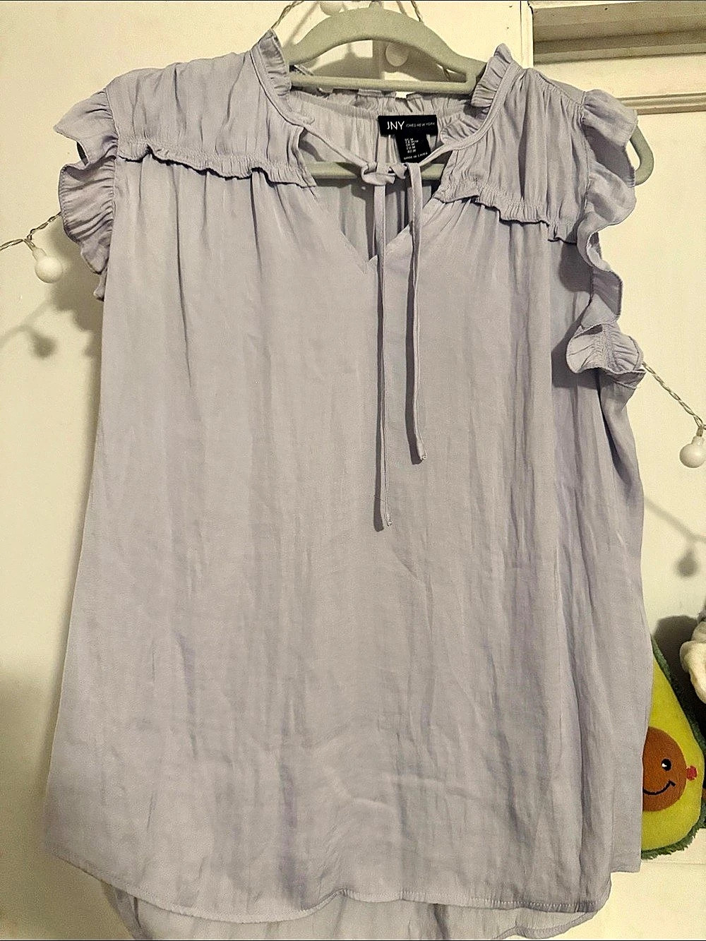 JNY Ruffle Sleeve Blouse in Purple Size Medium
